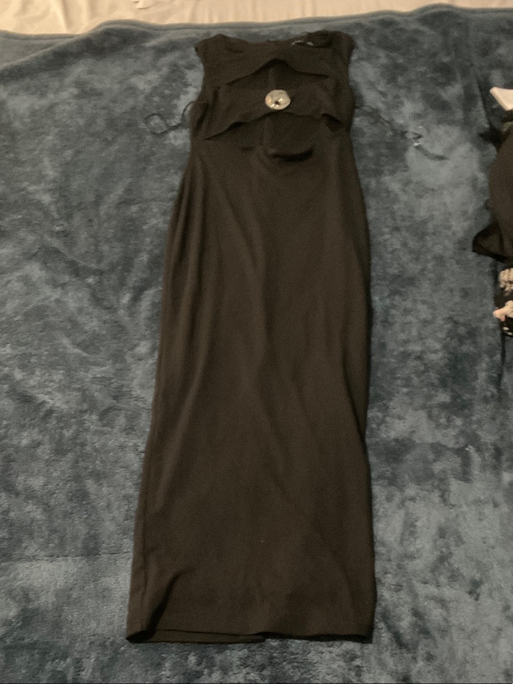 Lioness Black Strapless Maxi Dress with Center Accent